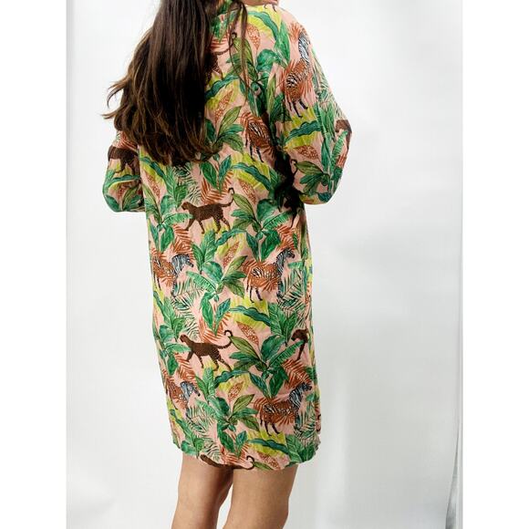 World Market S/M green Jungle Print Viscose Long Sleeve Night Shirt - Picture 6 of 8